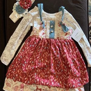 Haute Baby Autumn Grace Dress w/headband.